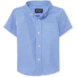 imageThe Childrens Place Baby Boys and Toddler Boys Short Sleeve Oxford Button Down ShirtLight Blue