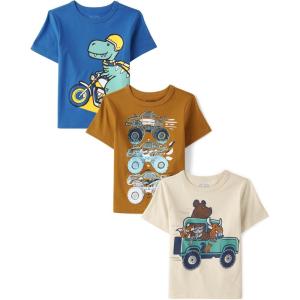 imageThe Childrens Place Baby and Toddler Boys Vehicle Short Sleeve Graphic TShirts MultipackDinoMonster TruckAnimals
