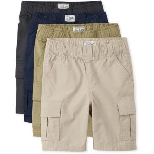 imageThe Childrens Place Boys Essential Cargo ShortsFlaxSandwashTidalWashed Black 4pack