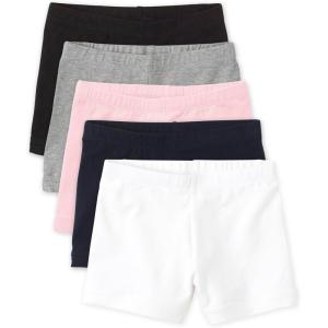 imageThe Childrens Place Girls Basic Cartwheel ShortsBlackGreyPinkTidalWhite 5pack