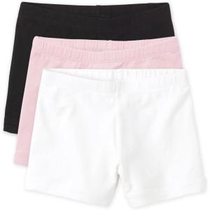 imageThe Childrens Place Girls Basic Cartwheel ShortsBlackShellWhite 3 Pack