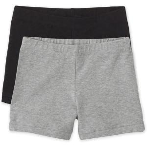 imageThe Childrens Place Girls Basic Cartwheel ShortsBlackSmoke Gray 2pack