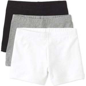 imageThe Childrens Place Girls Basic Cartwheel ShortsBlackWhiteHeather Gray 3 Pack