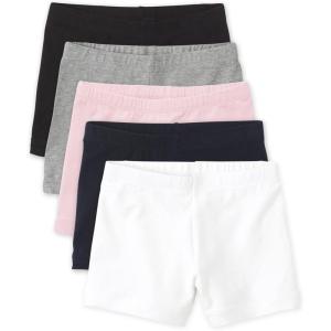 imageThe Childrens Place Girls Basic Cartwheel ShortsBlackWhiteHeather GrayTidalShell 5pack