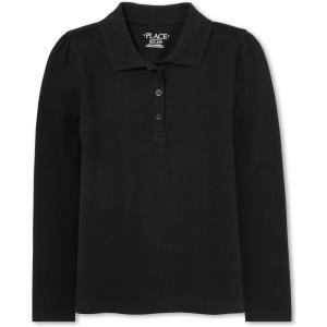 imageThe Childrens Place Girls Long Sleeve Pique PoloBlack Single
