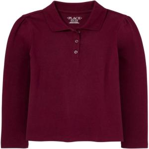 imageThe Childrens Place Girls Long Sleeve Pique PoloRubine Single