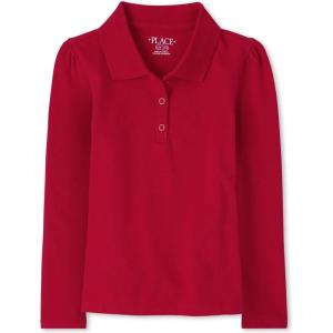 imageThe Childrens Place Girls Long Sleeve Pique PoloRuby Single