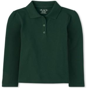 imageThe Childrens Place Girls Long Sleeve Pique PoloSpruce Green Single