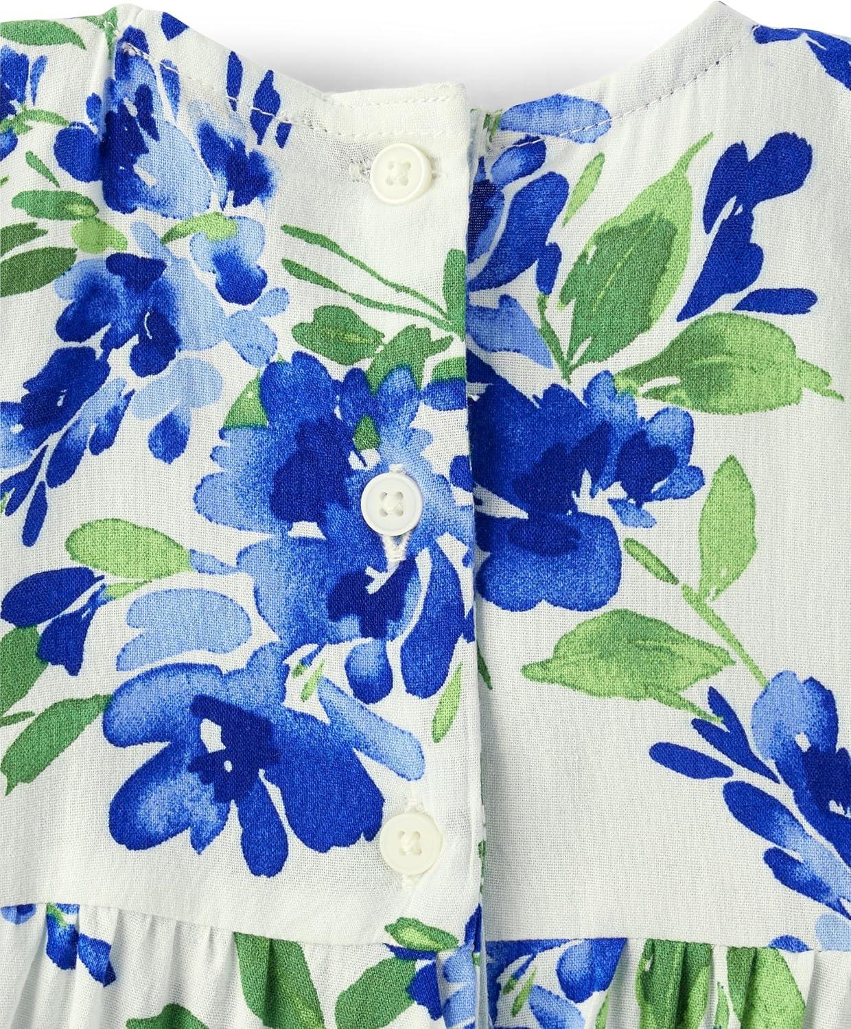 imageThe Childrens Place Baby Girls and Newborn Casual Short Sleeve Dress with Diaper CoverRenew Blue Floral