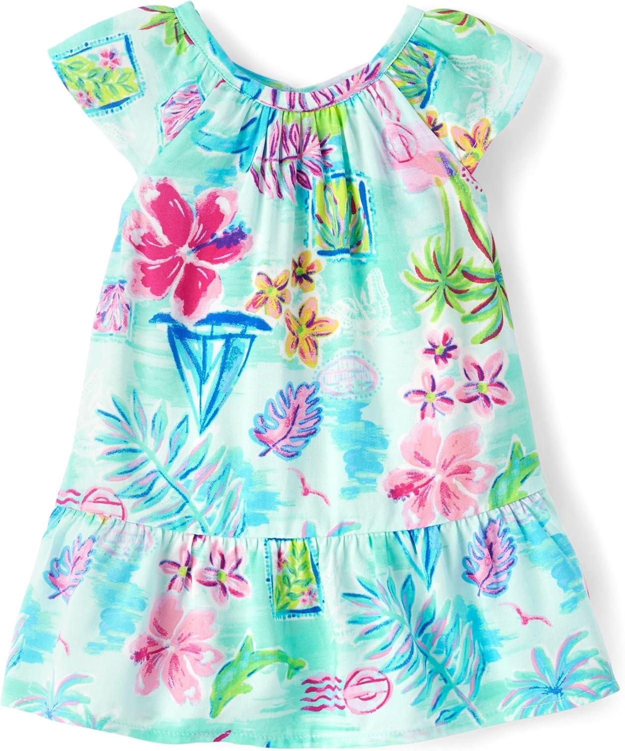 imageThe Childrens Place Baby Girls and Newborn Casual Short Sleeve Dress with Diaper CoverTropical Cosmos