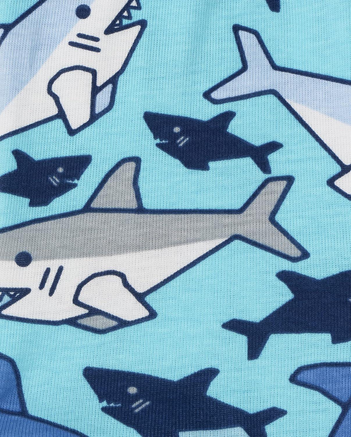 imageThe Childrens Place BabyBoys and Toddler Snug Fit 100 Cotton Short Sleeve Top and Shorts 2Piece Pajama SetJawsome Sharks