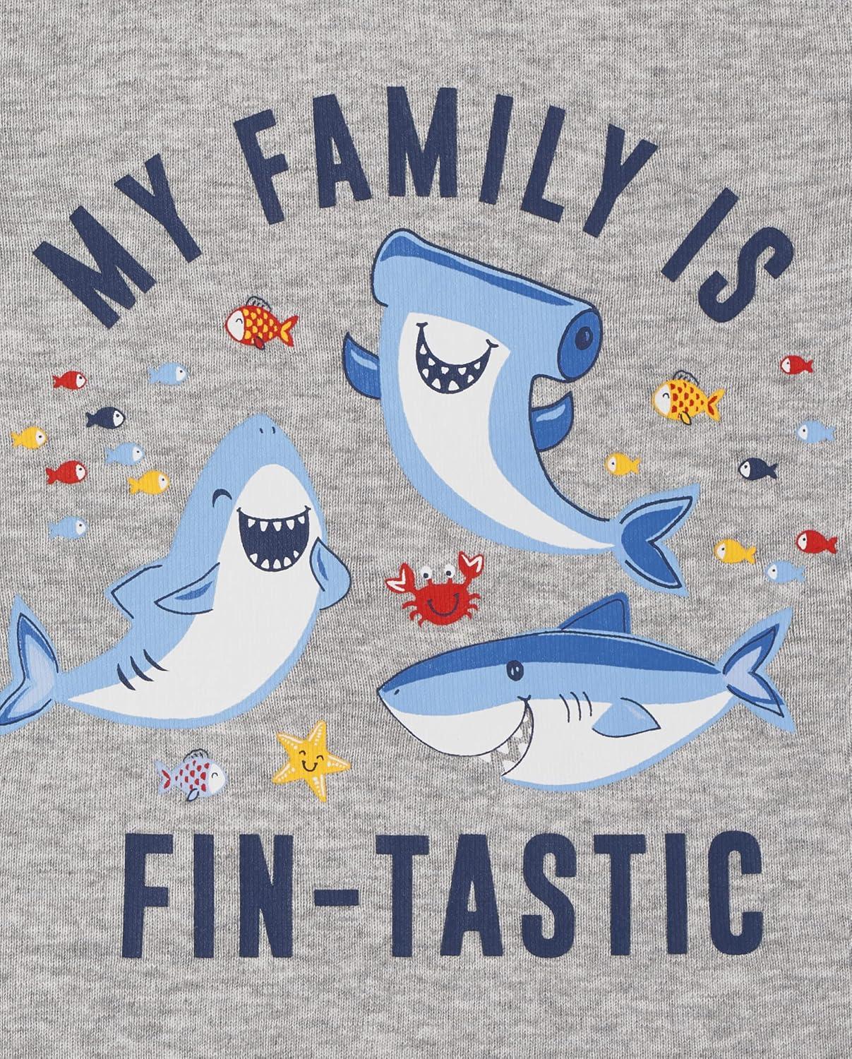imageThe Childrens Place BabyBoys and Toddler Snug Fit 100 Cotton Short Sleeve Top and Shorts 2Piece Pajama SetJawsome Sharks