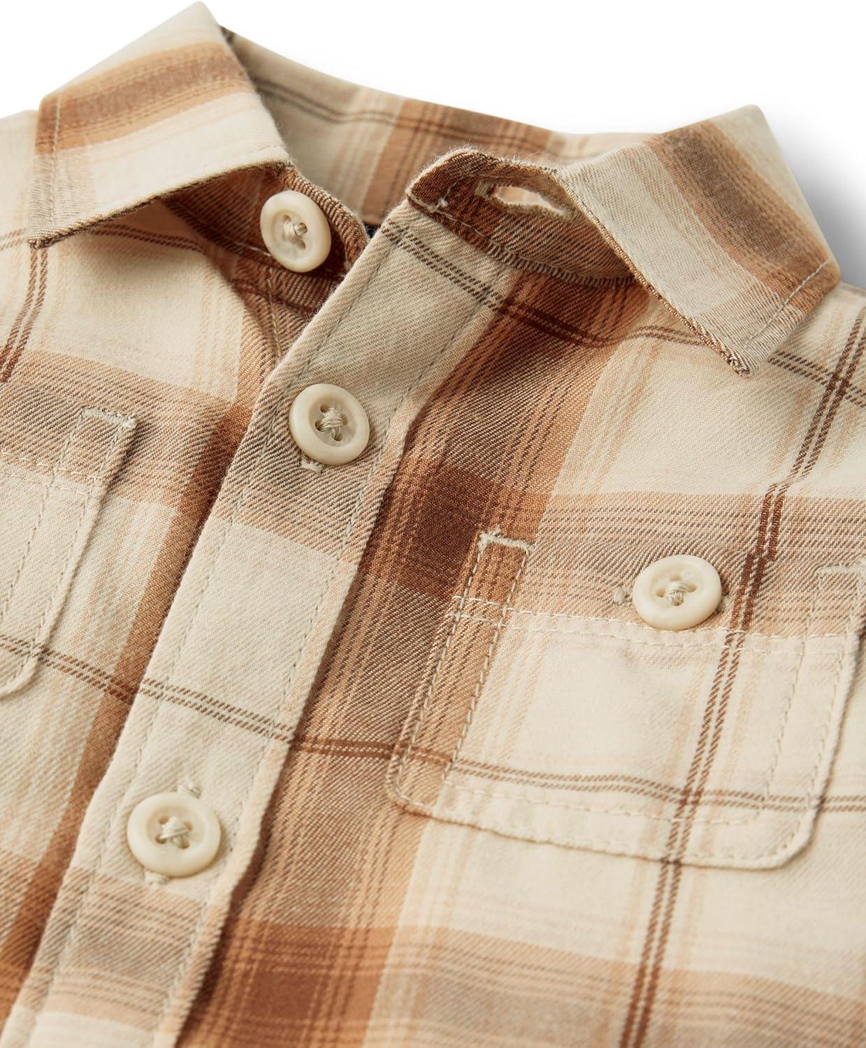 imageThe Childrens Place babyboys And Newborn Button Down Shirt and Pants 2 Piece OutfitIced Coffee Flannel