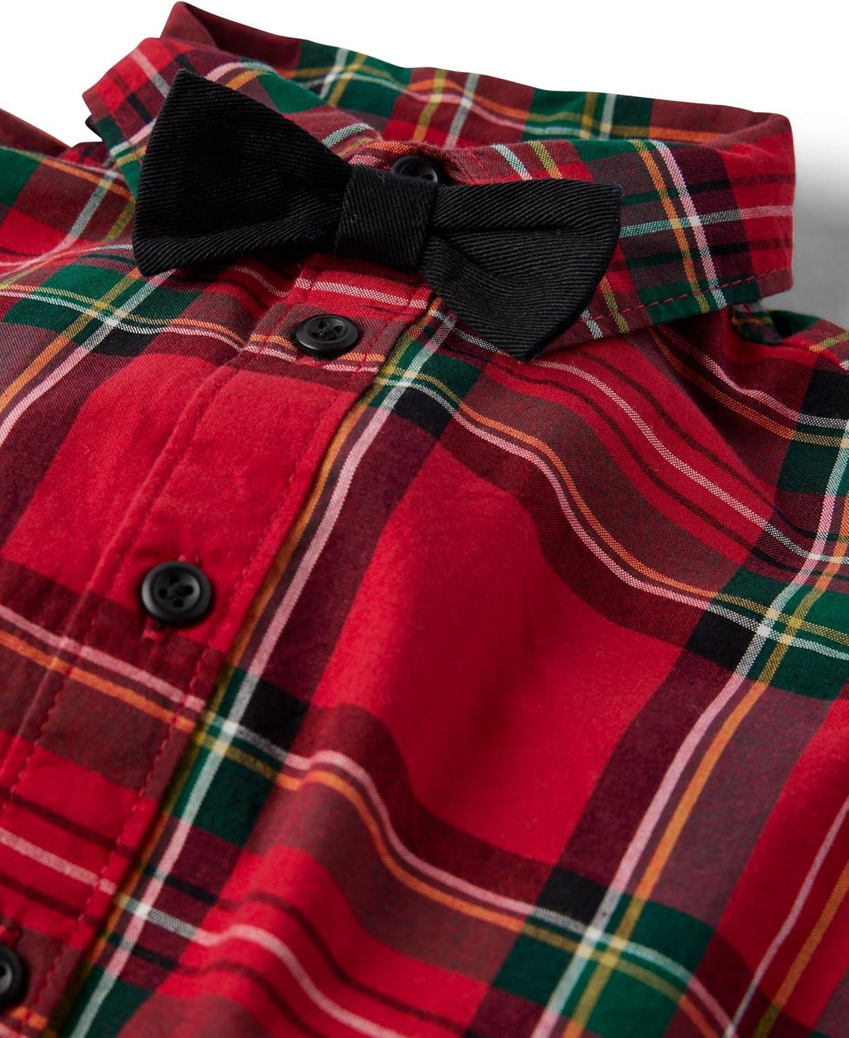 imageThe Childrens Place babyboys And Newborn Button Down Shirt and Pants 2 Piece OutfitRed Tartan