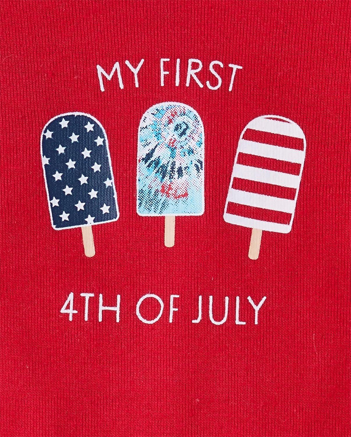 imageThe Childrens Place babyboys And Newborn Short Sleeve Bodysuit and Shorts OutfitMy First 4th of July