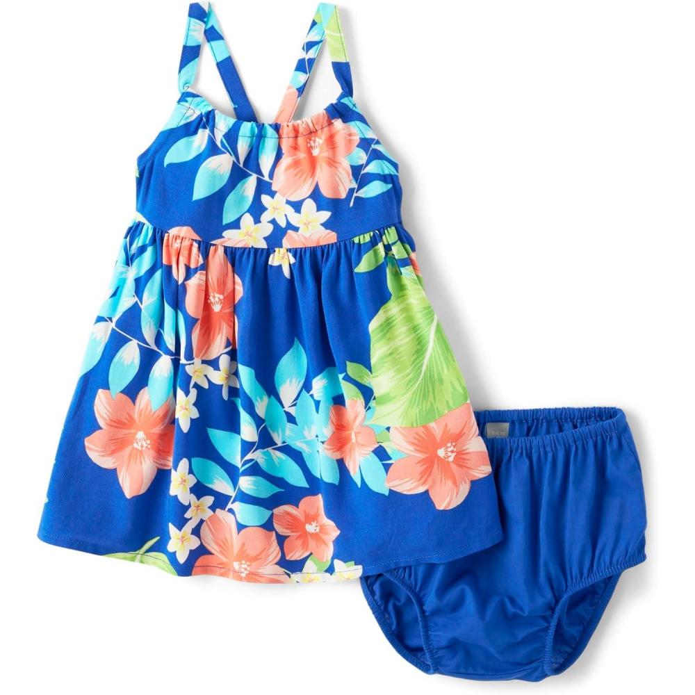 imageThe Childrens Place Baby Girls and Newborn Sleeveless Casual DressCool Cobalt Hawaiian