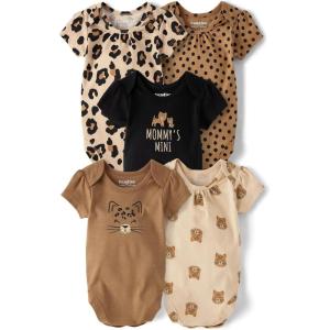 imageThe Childrens Place babyboys And Newborn Short Sleeve Bodysuits MultipacksLeopard 5pack