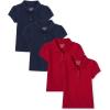 imageThe Childrens Place Girls Toddler Mulipack Short Sleeve Ruffle Pique PolosTidalRuby 4pack