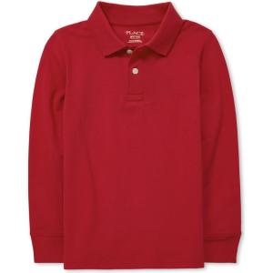 imageThe ChildrenS Place Boys Long Sleeve Pique PoloClassic Red Single