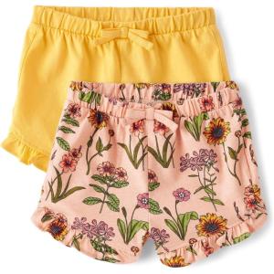 imageThe Childrens Place Baby Girls and Newborn Cotton Pull on Everyday ShortsPeach Pink 2pack