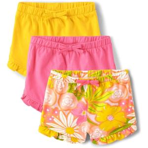 imageThe Childrens Place Baby Girls and Newborn Cotton Pull on Everyday ShortsYellow Floral 3pack