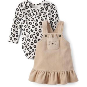 imageThe Childrens Place Baby Girls and Toddler Long Sleeve Top and Dress SetLeopard