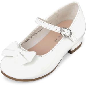 imageThe Childrens Place Girls Kayla Velvet Flat Shoe ShoeWhite Bow
