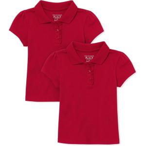 imageThe Childrens Place Girls Toddler Mulipack Short Sleeve Ruffle Pique PolosRuby 2pack