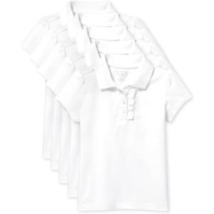imageThe Childrens Place Girls Toddler Mulipack Short Sleeve Ruffle Pique PolosWhite 5pack