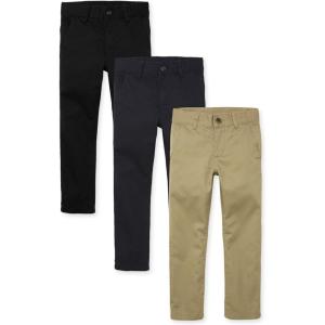 imageThe Childrens Place Stretch Straight Chino PantsmultipacksFlaxNew NavyBlack 3pack