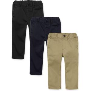 imageThe Childrens Place and Toddler Relaxed Straight Chino PantsmultipacksBlackNew NavyFlax 3pack