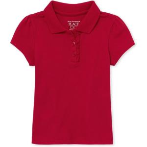 imageThe Childrens Place girls Short Sleeve Ruffle Pique PoloRuby Single