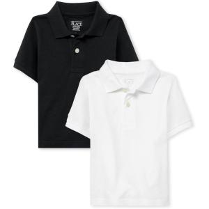 imageThe Childrens Place Baby and Toddler Boys Short Sleeve Polo ShirtBlackWhite 2pack