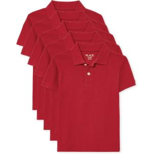 imageThe Childrens Place Baby and Toddler Boys Short Sleeve Polo ShirtClassic Red 5pack