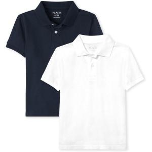imageThe Childrens Place Baby and Toddler Boys Short Sleeve Polo ShirtNauticoWhite 2pack