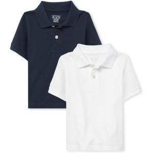 imageThe Childrens Place Baby and Toddler Boys Short Sleeve Polo ShirtTidalWhite 2pack