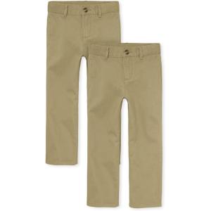 imageThe Childrens Place Boys Relaxed Straight Chino PantsmultipacksFlax 2pack