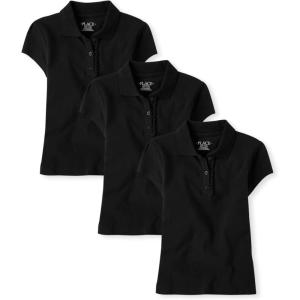 imageThe Childrens Place Short Sleeve Ruffle Pique PolomultipacksBlack 3pack