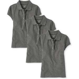 imageThe Childrens Place Short Sleeve Ruffle Pique PolomultipacksDark Gray 3pack