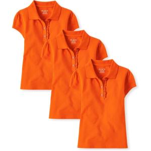 imageThe Childrens Place Short Sleeve Ruffle Pique PolomultipacksFlame 3pack