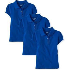 imageThe Childrens Place Short Sleeve Ruffle Pique PolomultipacksRenew Blue 3pack