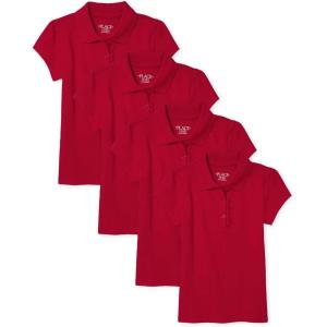 imageThe Childrens Place Short Sleeve Ruffle Pique PolomultipacksRuby 4pack