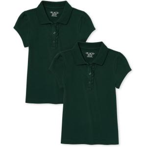 imageThe Childrens Place Short Sleeve Ruffle Pique PolomultipacksSpruce Green 2pack
