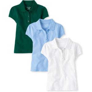 imageThe Childrens Place Short Sleeve Ruffle Pique PolomultipacksSpruceshadDaybreakWhite 3pack