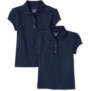imageThe Childrens Place Short Sleeve Ruffle Pique PolomultipacksTidal 2pack
