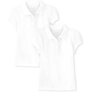 imageThe Childrens Place Short Sleeve Ruffle Pique PolomultipacksWhite 2pack