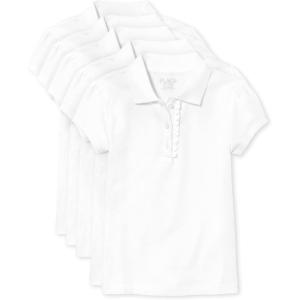 imageThe Childrens Place Short Sleeve Ruffle Pique PolomultipacksWhite 5pack