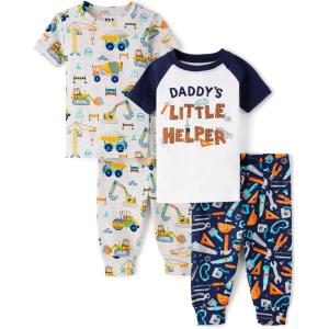 imageThe Childrens Place And Toddler Snug Fit 100 Cotton Short Sleeve Top and Pants 2 Piece Pajama SetDaddys Helper 2pack