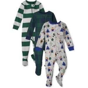 imageThe Childrens Place Baby And Toddler Boys Striped Snug Fit Cotton One Piece Pajamas 3PackCamping Bears 3pack