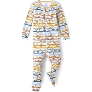 imageThe Childrens Place Baby And Toddler Boys Striped Snug Fit Cotton One Piece Pajamas 3PackVintage Dino Stripe